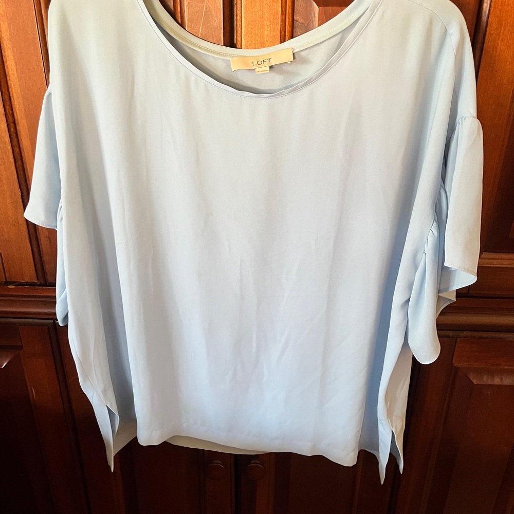 LOFT Light Blue Short Sleeve Blouse